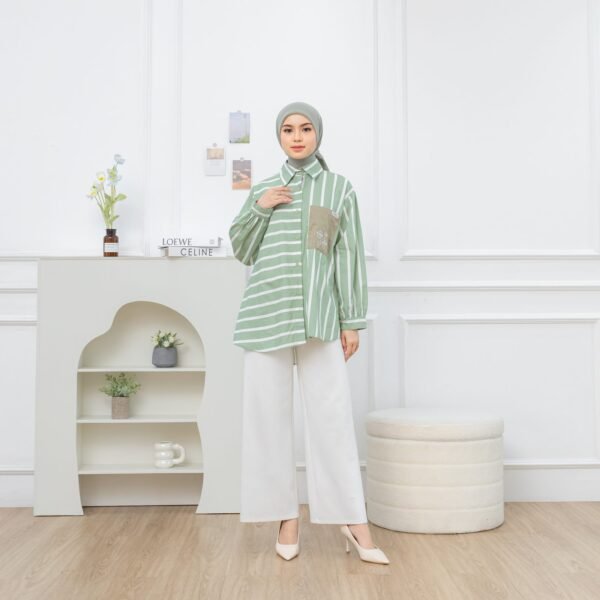 Blouse Casual Wanita Oversize ||  Stripe SB-033 - Gambar 6