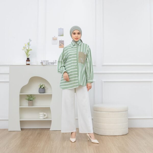 Blouse Casual Wanita Oversize ||  Stripe SB-033 - Gambar 5