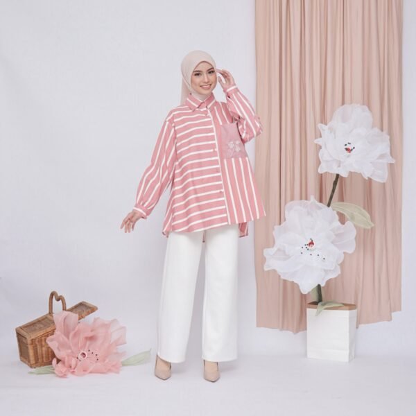 Blouse Casual Wanita Oversize ||  Stripe SB-033 - Gambar 2