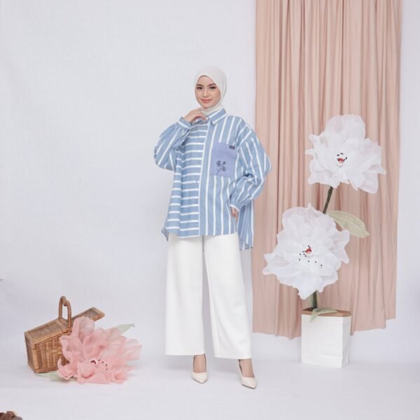 Blouse Casual Wanita Oversize ||  Stripe SB-033 - Gambar 4